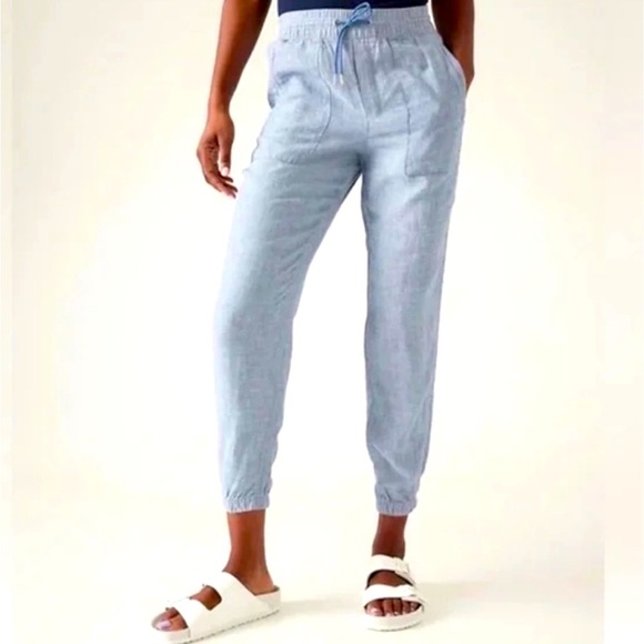 Athleta Cabo Linen Chambray Joggers Size 10
Drawstring Pull-on Pants - Picture 1 of 12